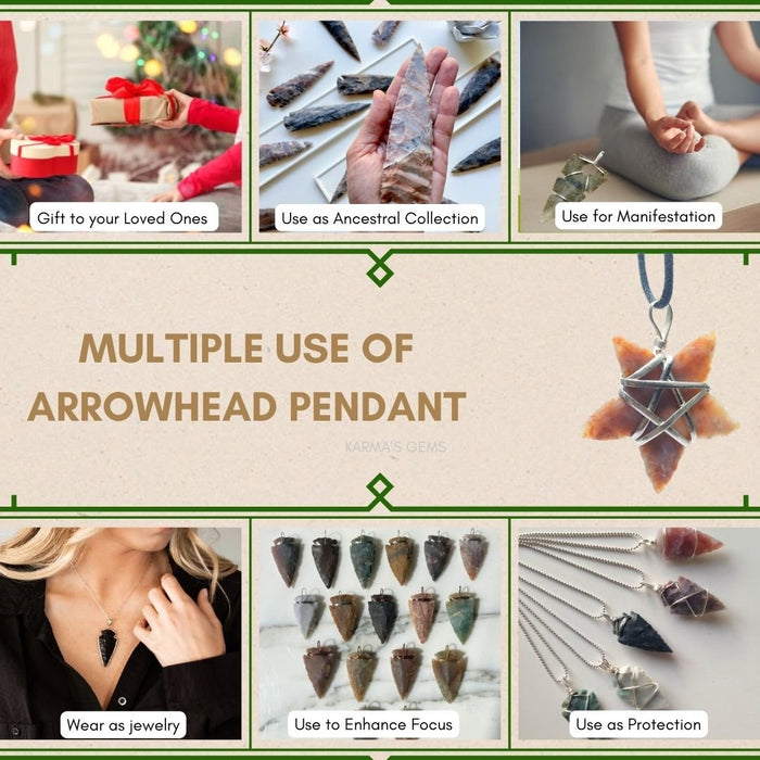 1" TO 1.5" FANCY JASPER SPEARHEAD ARROWHEAD PENDANT