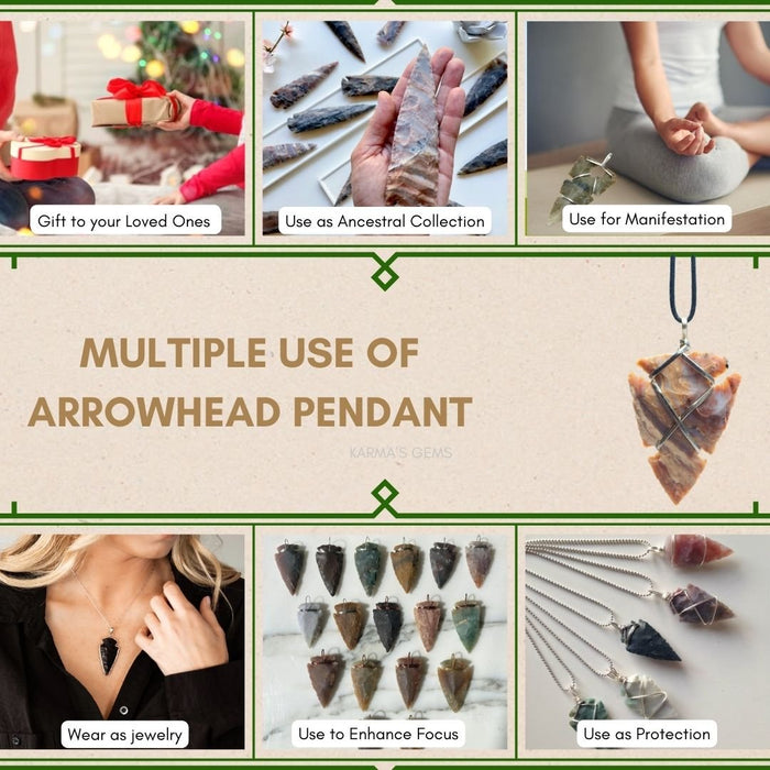 1" TO 1.5" FANCY JASPER SPEARHEAD ARROWHEAD PENDANT