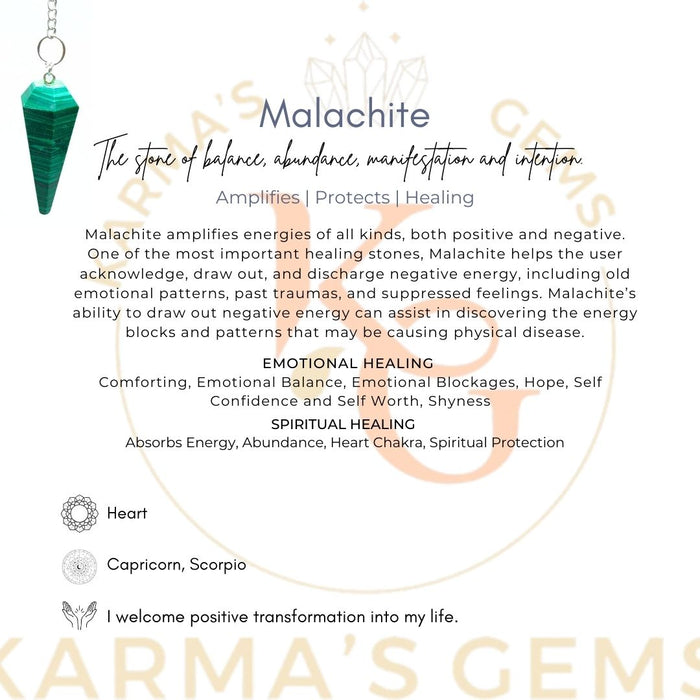 MALACHITE STONE DOWSING PENDULUM