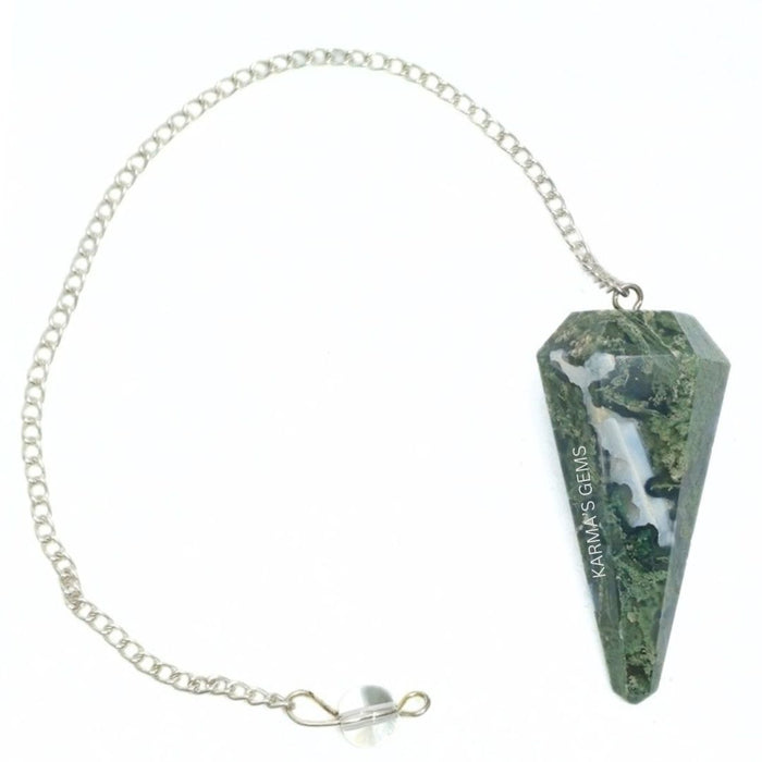 MOSS AGATE STONE DOWSING PENDULUM