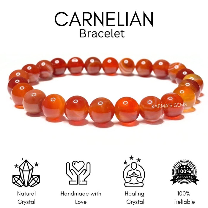 8 MM BEADS CARNELIAN BRACELET