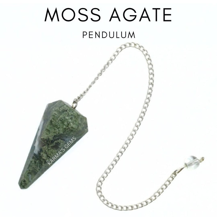 MOSS AGATE STONE DOWSING PENDULUM