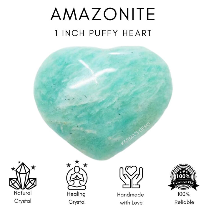 1" AMAZONITE PUFFY HEART