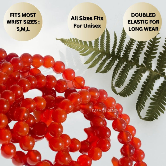 8 MM BEADS CARNELIAN BRACELET
