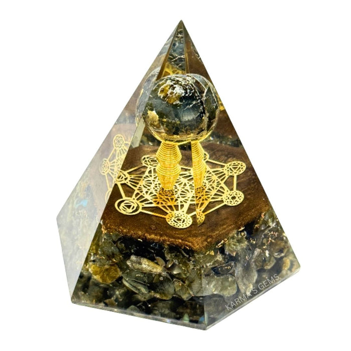 LABRADORITE ANTENA ORGONITE PYRAMID