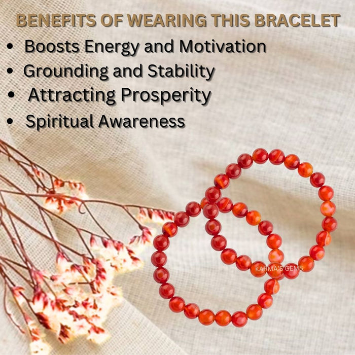 8 MM BEADS CARNELIAN BRACELET