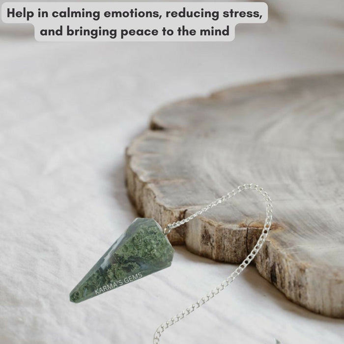 MOSS AGATE STONE DOWSING PENDULUM