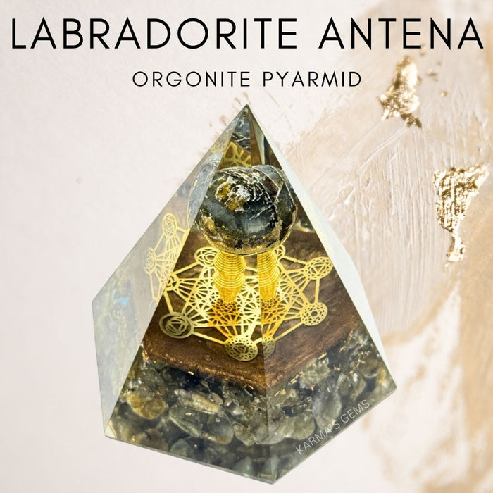 LABRADORITE ANTENA ORGONITE PYRAMID