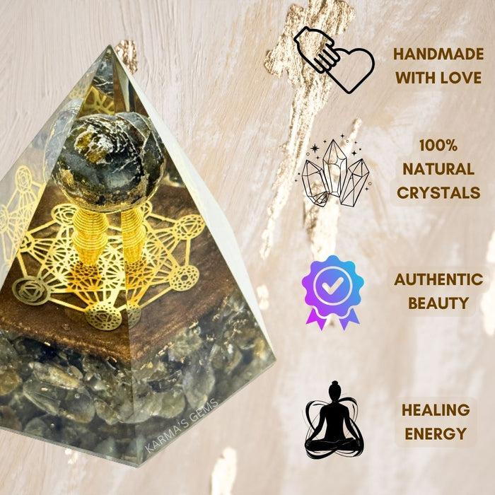 LABRADORITE ANTENA ORGONITE PYRAMID
