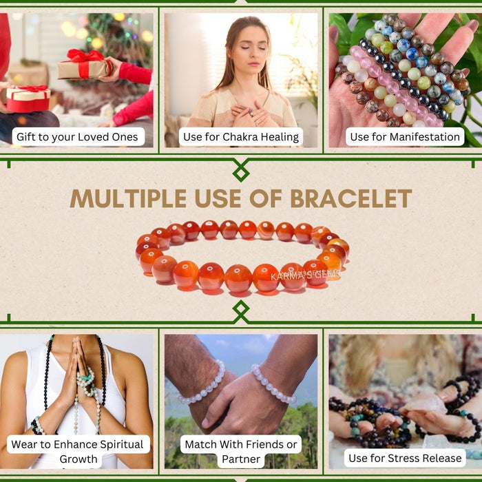8 MM BEADS CARNELIAN BRACELET