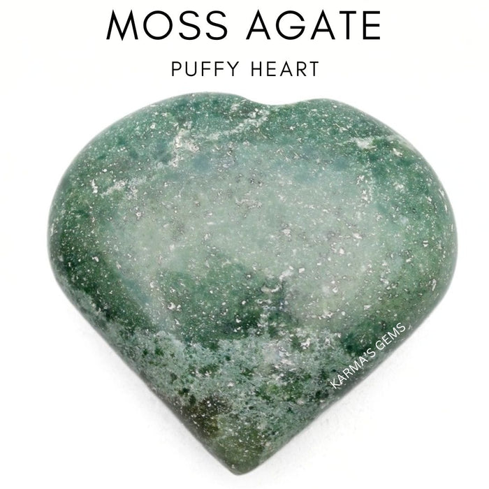 2" MOSS AGATE PUFFY HEART