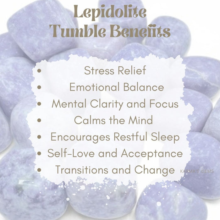 1 PIECE 15 TO 25 MM LEPIDOLITE POLISH TUMBLED STONE