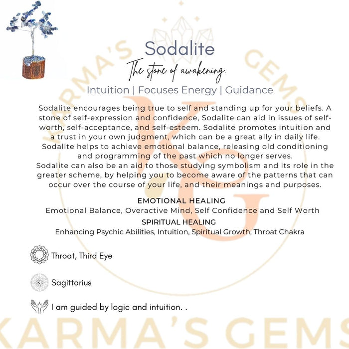 60 BEADS SODALITE STONE WIRE TREE