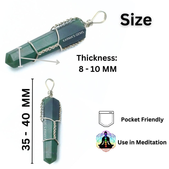 DOUBLE POINT GREEN JADE WRAPPED PENDANT