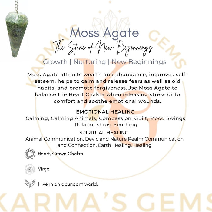 MOSS AGATE STONE DOWSING PENDULUM