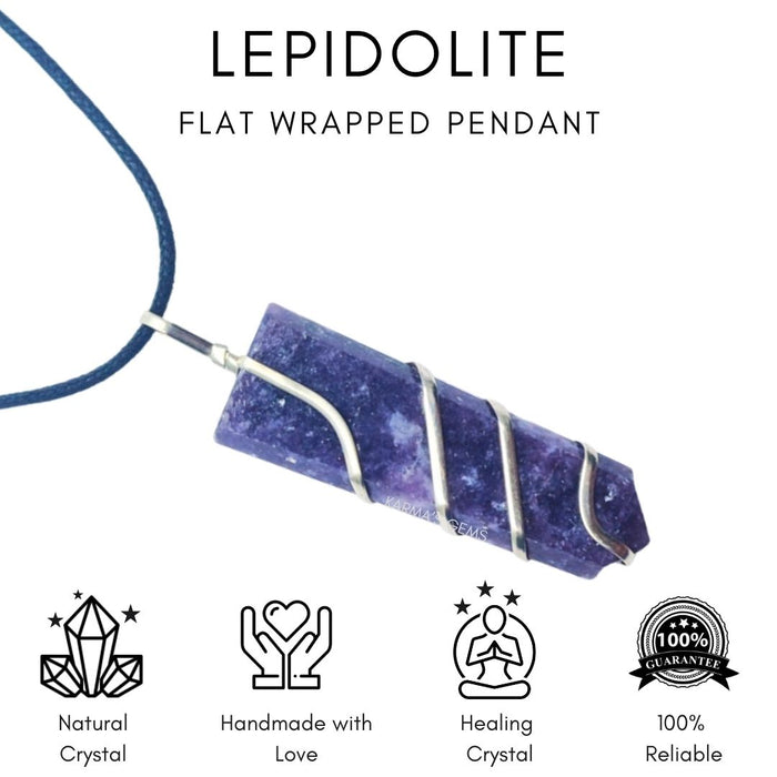 LEPIDOLITE FLAT WRAPPED PENDANT
