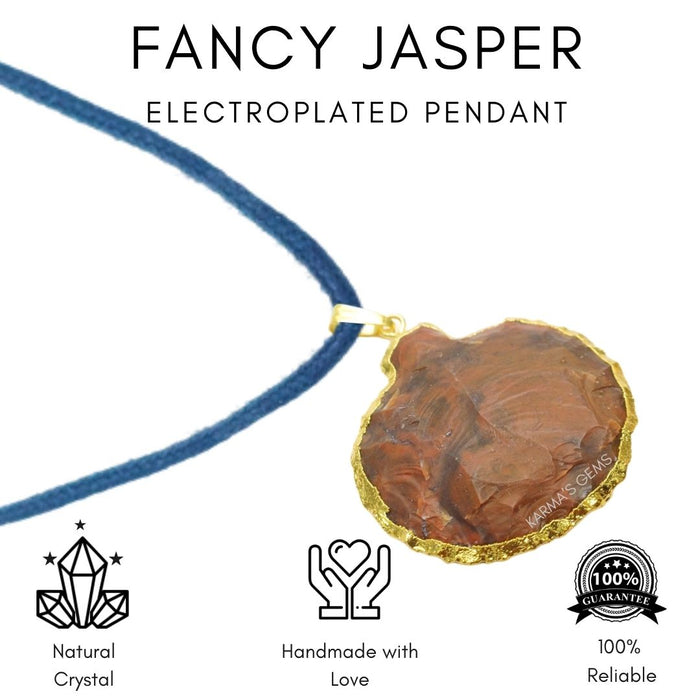 ELECTROPLATED FANCY JASPER STONE PENDANT