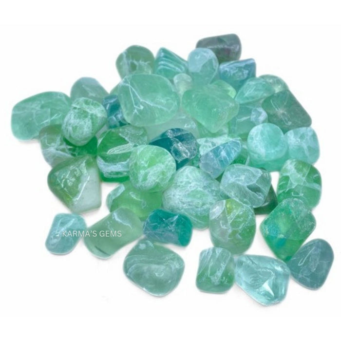 15 TO 25 MM GREEN FLUORITE POLISH TUMBLED STONE