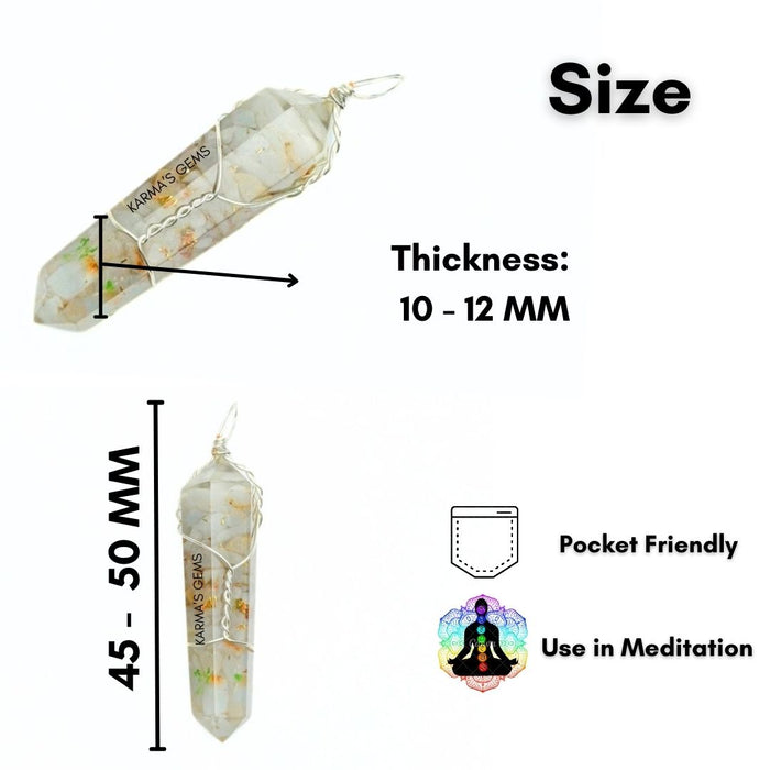 DOUBLE TERMINATED ANGELITE WRAPPED PENDANT