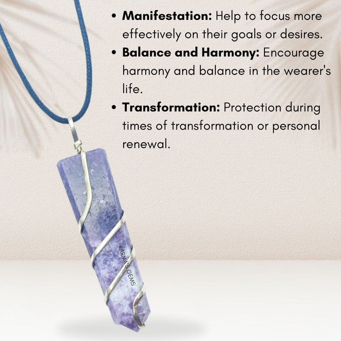 LEPIDOLITE FLAT WRAPPED PENDANT