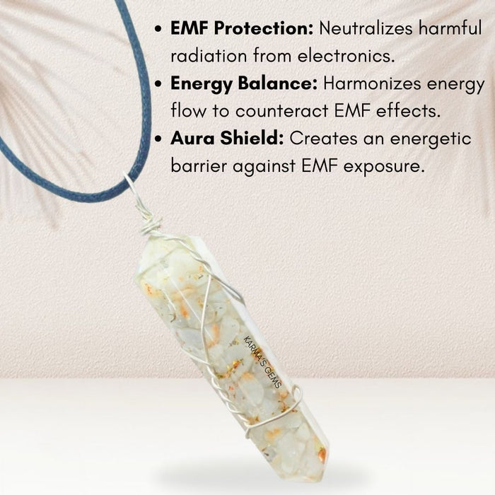 DOUBLE TERMINATED ANGELITE WRAPPED PENDANT