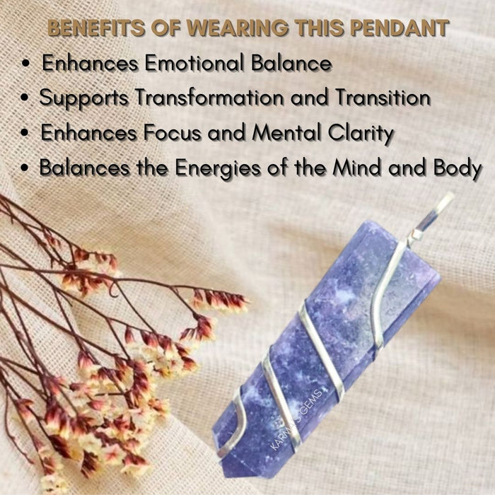 LEPIDOLITE FLAT WRAPPED PENDANT