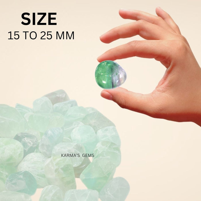 15 TO 25 MM GREEN FLUORITE POLISH TUMBLED STONE