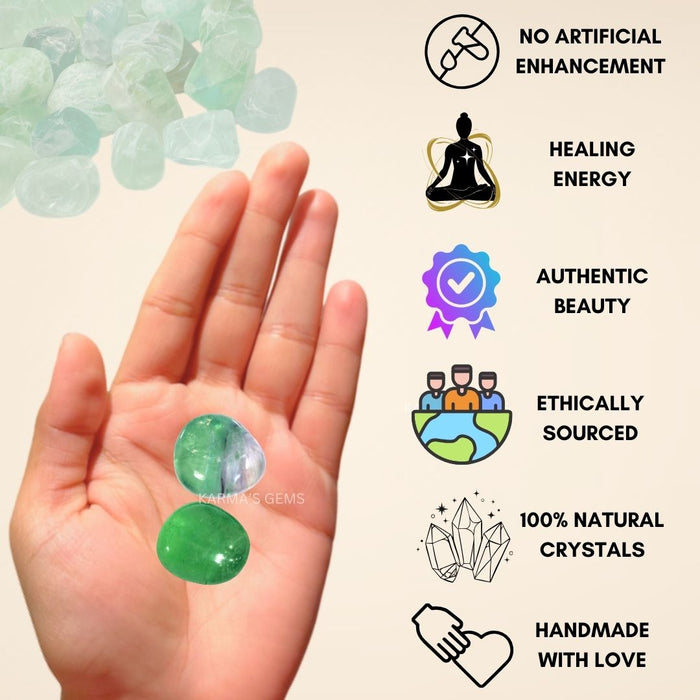 15 TO 25 MM GREEN FLUORITE POLISH TUMBLED STONE