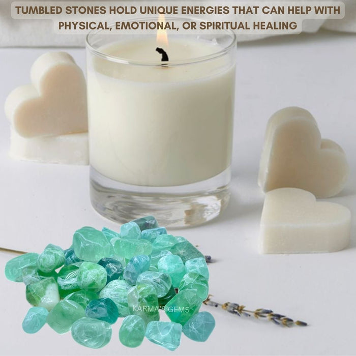 15 TO 25 MM GREEN FLUORITE POLISH TUMBLED STONE