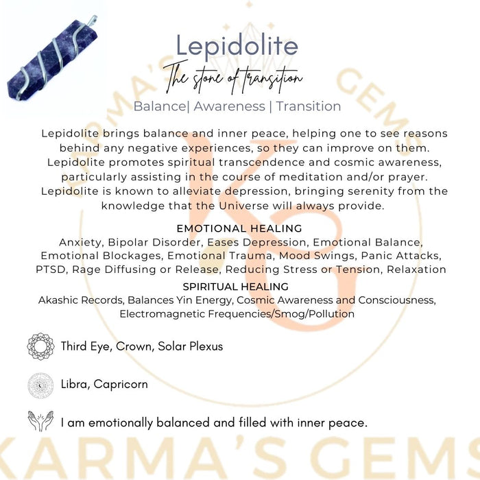 LEPIDOLITE FLAT WRAPPED PENDANT