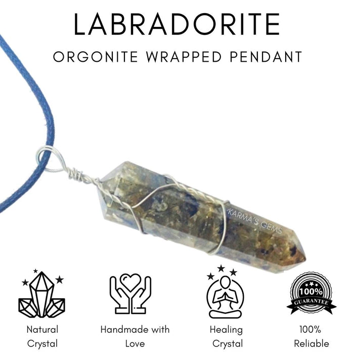 DOUBLE TERMINATED LABRADORITE WRAPPED PENDANT