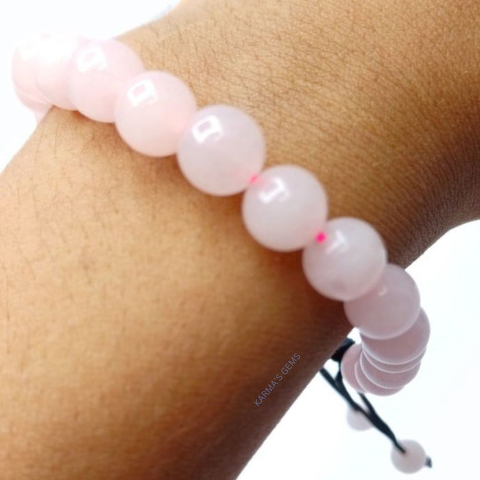 8 MM BEADS ROSE QUARTZ STRING BRACELET