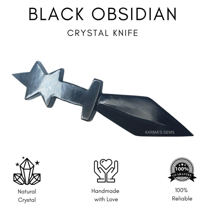 BLACK OBSIDIAN CRYSTAL KNIFE