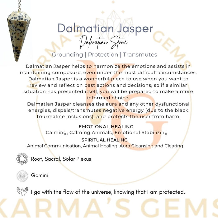 DALMATIAN JASPER STONE DOWSING PENDULUM