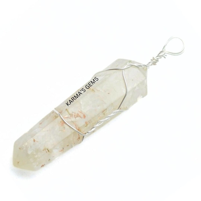 DOUBLE TERMINATED CLEAR QUARTZ WRAPPED PENDANT