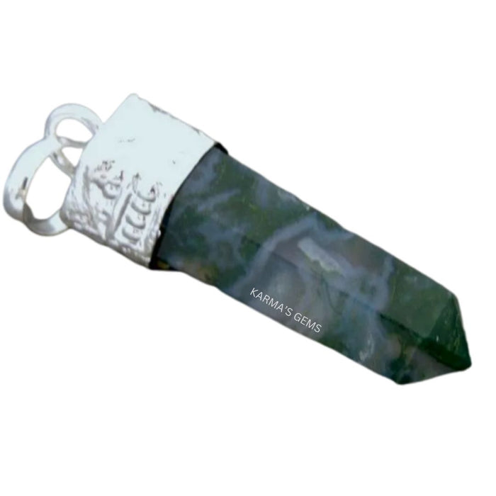 MOSS AGATE POINT PENCIL PENDANT