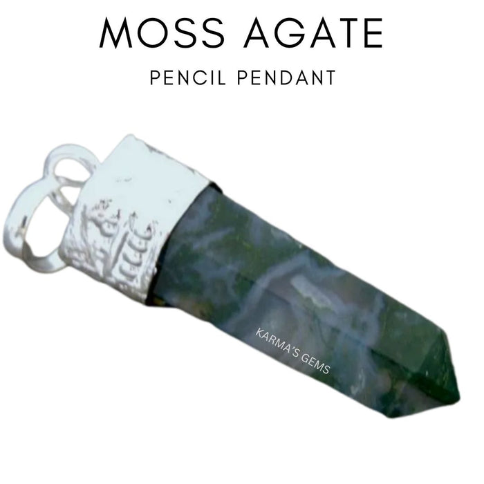 MOSS AGATE POINT PENCIL PENDANT