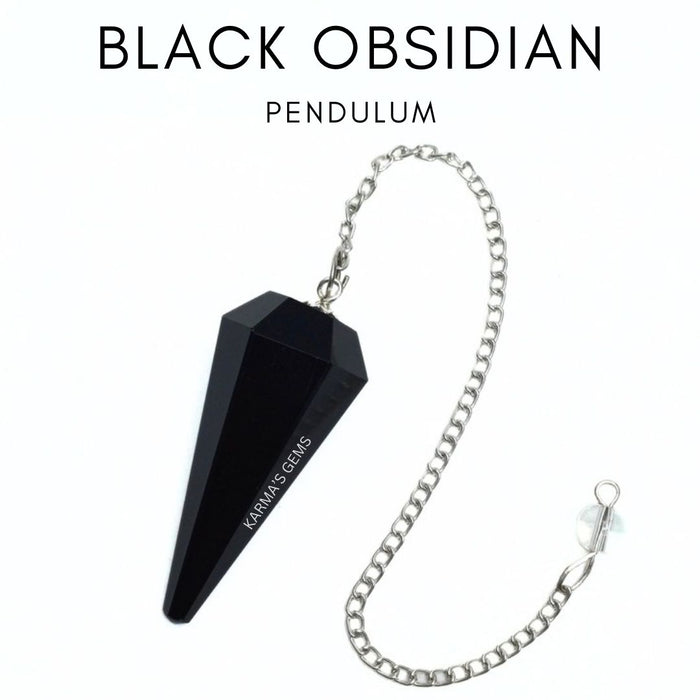 BLACK OBSIDIAN STONE DOWSING PENDULUM