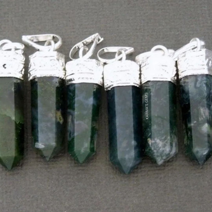 MOSS AGATE POINT PENCIL PENDANT