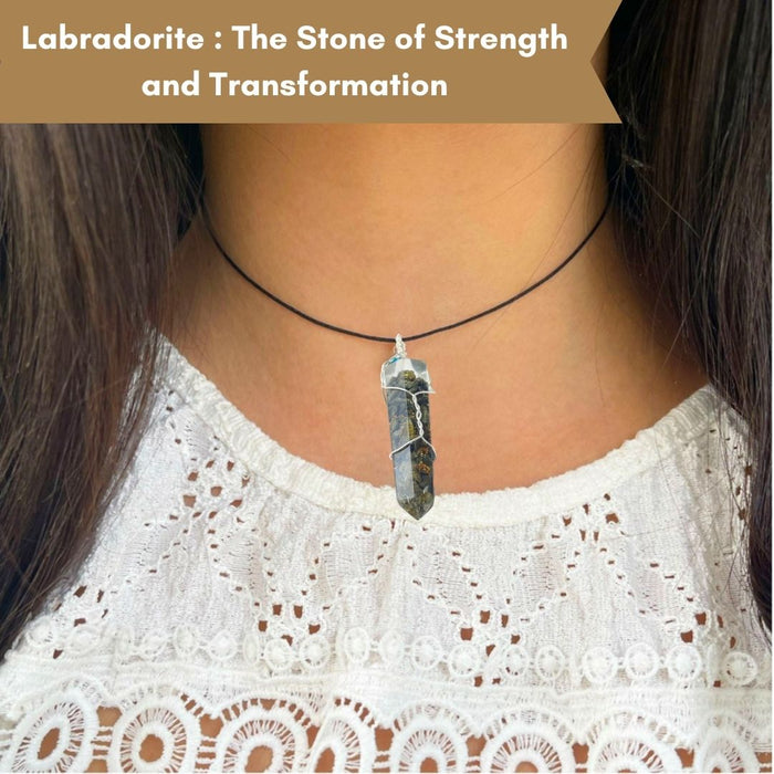 DOUBLE TERMINATED LABRADORITE WRAPPED PENDANT