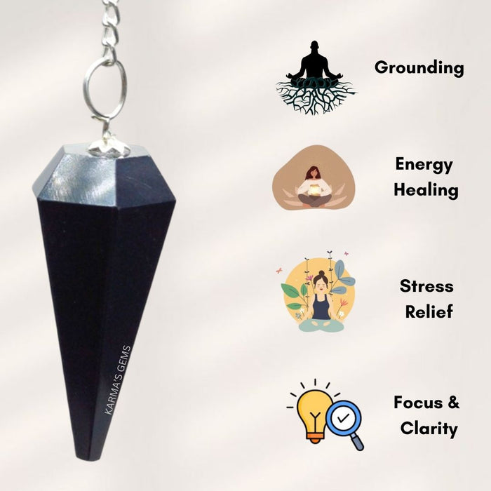 BLACK OBSIDIAN STONE DOWSING PENDULUM