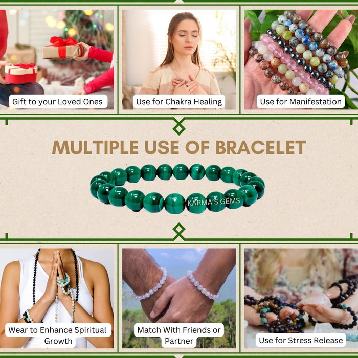 8 MM BEADS MALACHITE BRACELET