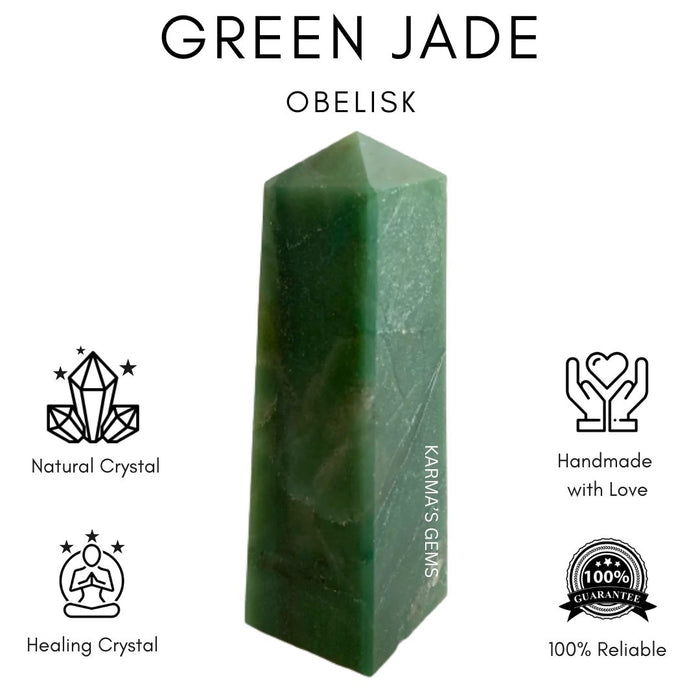 4 CORNER GREEN JADE OBELISK