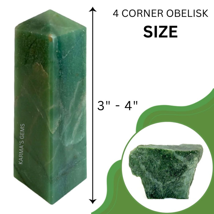 4 CORNER GREEN JADE OBELISK