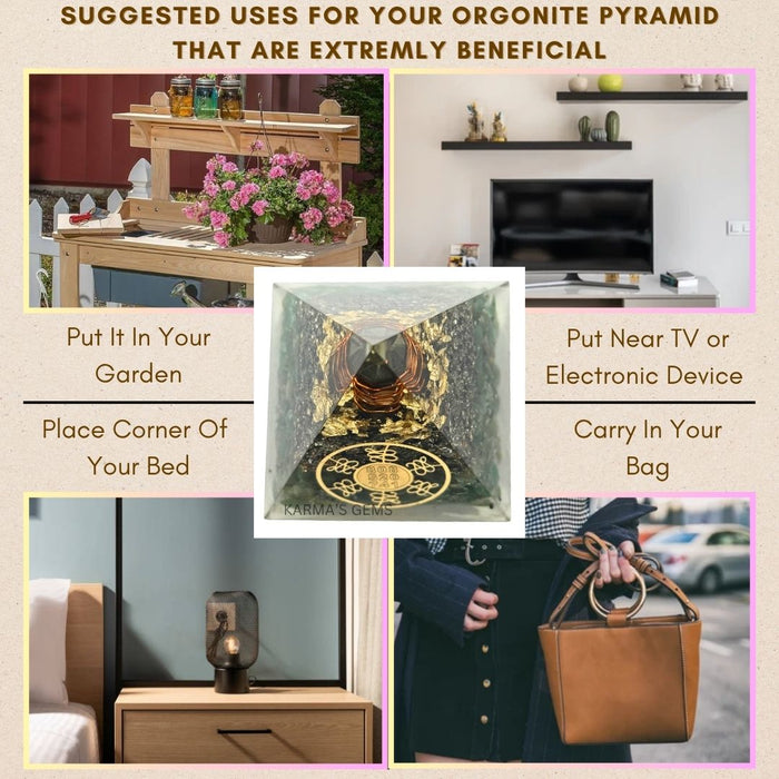 GREEN, PYRITE ZIBU ORGONITE PYRAMID