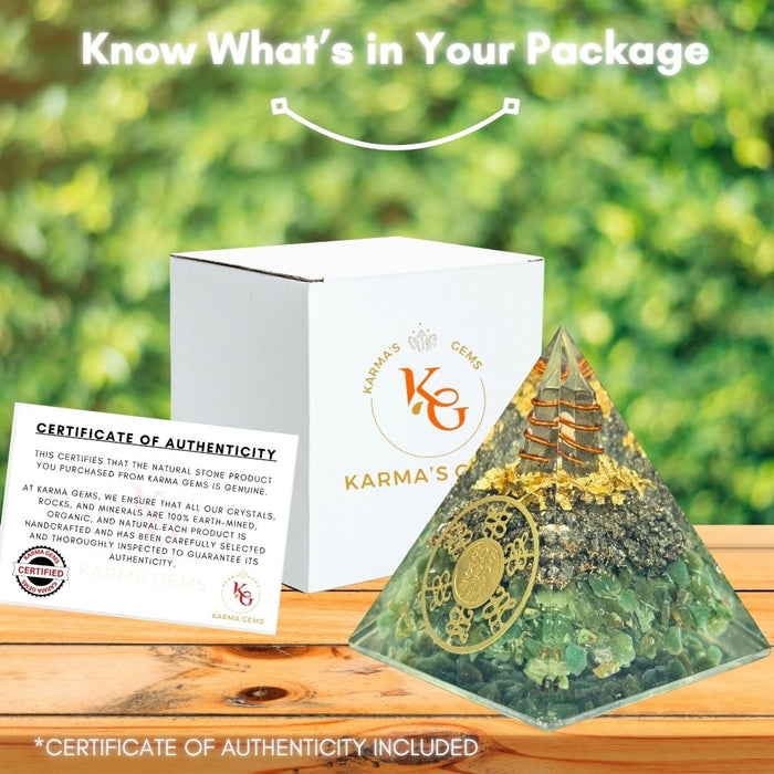 GREEN, PYRITE ZIBU ORGONITE PYRAMID