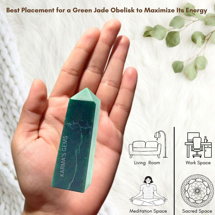 4 CORNER GREEN JADE OBELISK