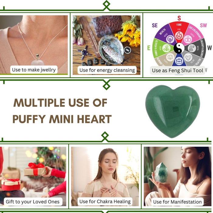 1" GREEN AVENTURINE PUFFY HEART