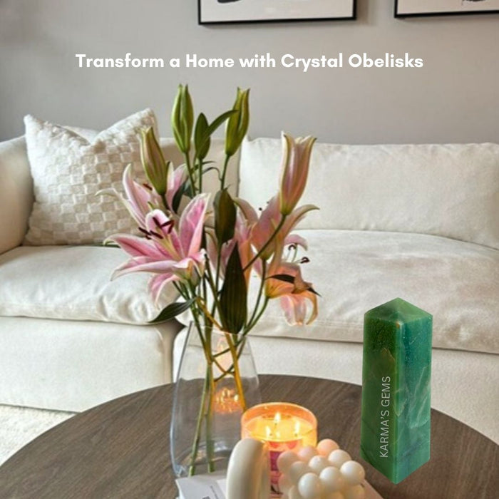 4 CORNER GREEN JADE OBELISK