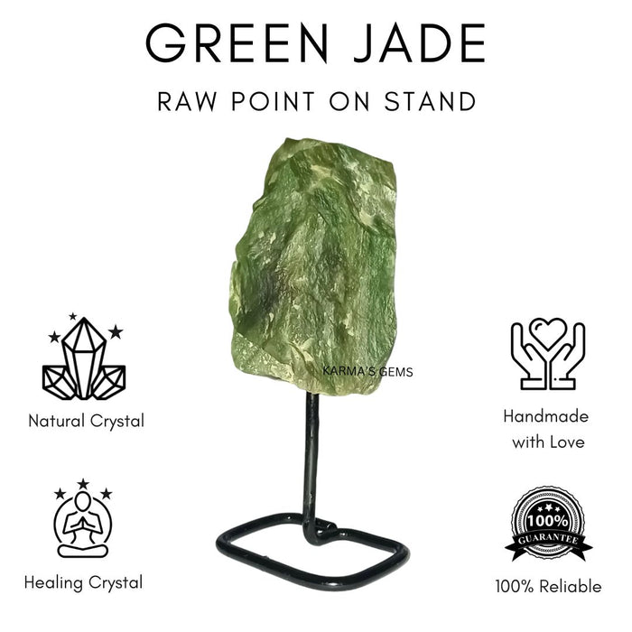 RAW GREEN JADE STONE ON STAND